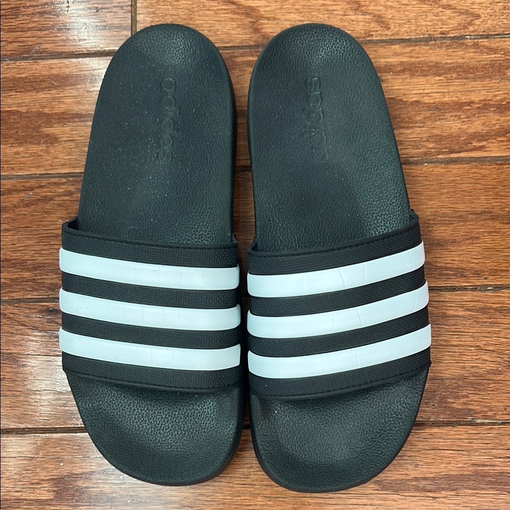 Adidas Black and White Women's Slippers